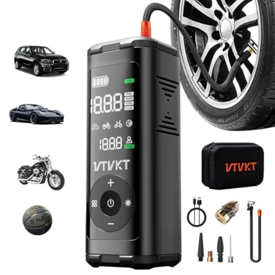Tire Inflator Portable Air Compressor Cordless Inflation Air Pump 12000mAh 150PSI Auto Stop Tire Pressure Gauge LED/SOS Light f
Tire Inflator Portable Air Compressor Cordless Inflation Air Pump 12000mAh 150PSI Auto Stop Tire Pressure Gauge LED/SOS Light f