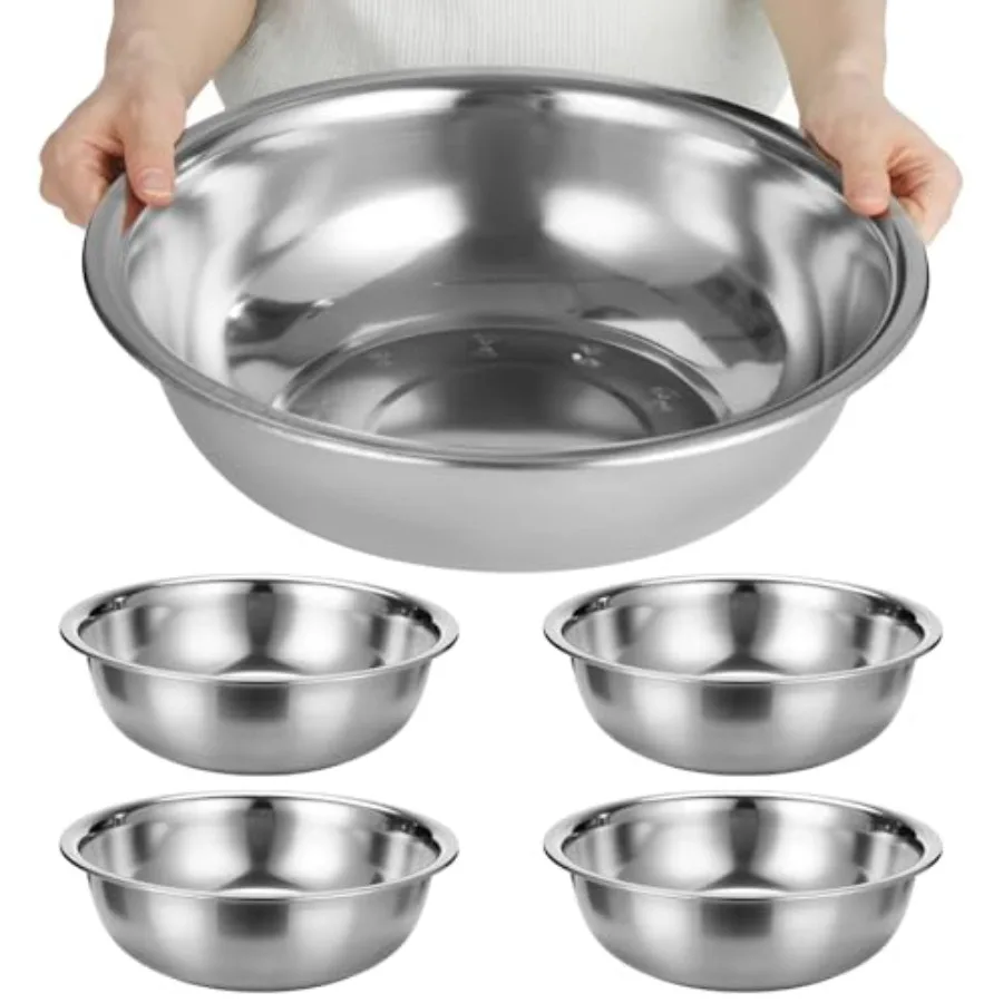 4 Pcs Stainless Steel Mixing Bowls, 13 x 3.5 in Extra Large Capacity Deepened Thickened Food Prep Basins, Kitchen Dough Kneadin
4 Pcs Stainless Steel Mixing Bowls, 13 x 3.5 in Extra Large Capacity Deepened Thickened Food Prep Basins, Kitchen Dough Kneadin
