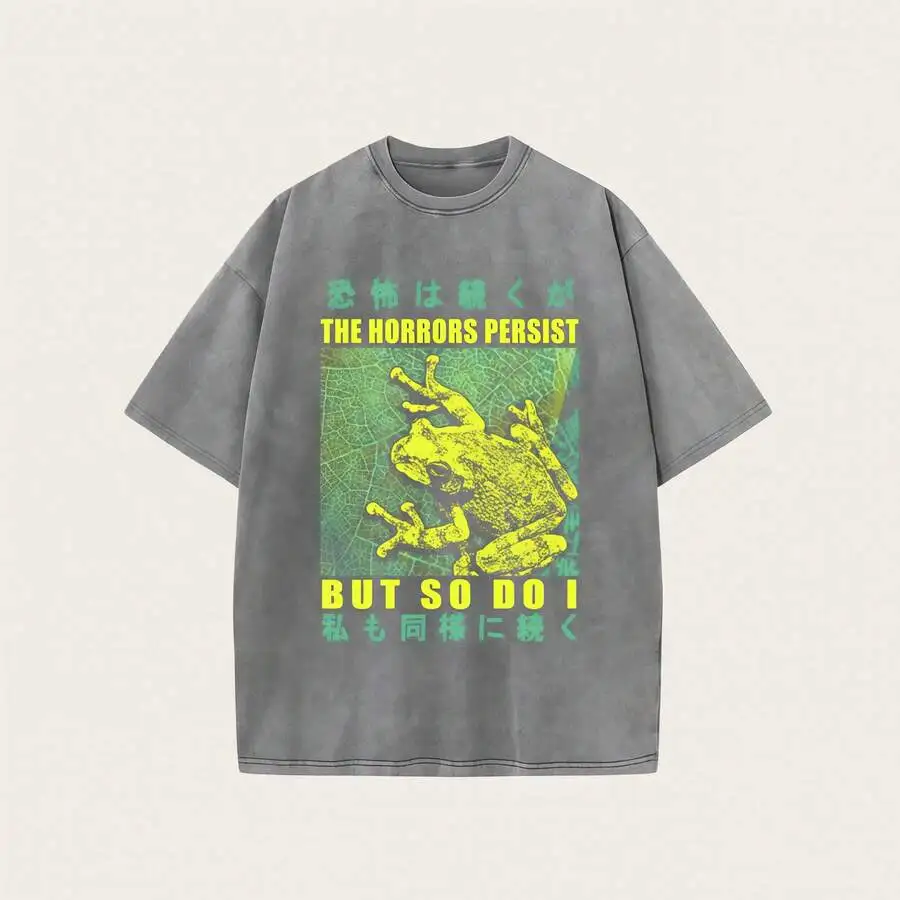 Vintage Style Frog Print T-Shirt 230g Washed Cotton Round Neck Short Sleeve Loose Fit Casual Tee
Vintage Style Frog Print T-Shirt 230g Washed Cotton Round Neck Short Sleeve Loose Fit Casual Tee