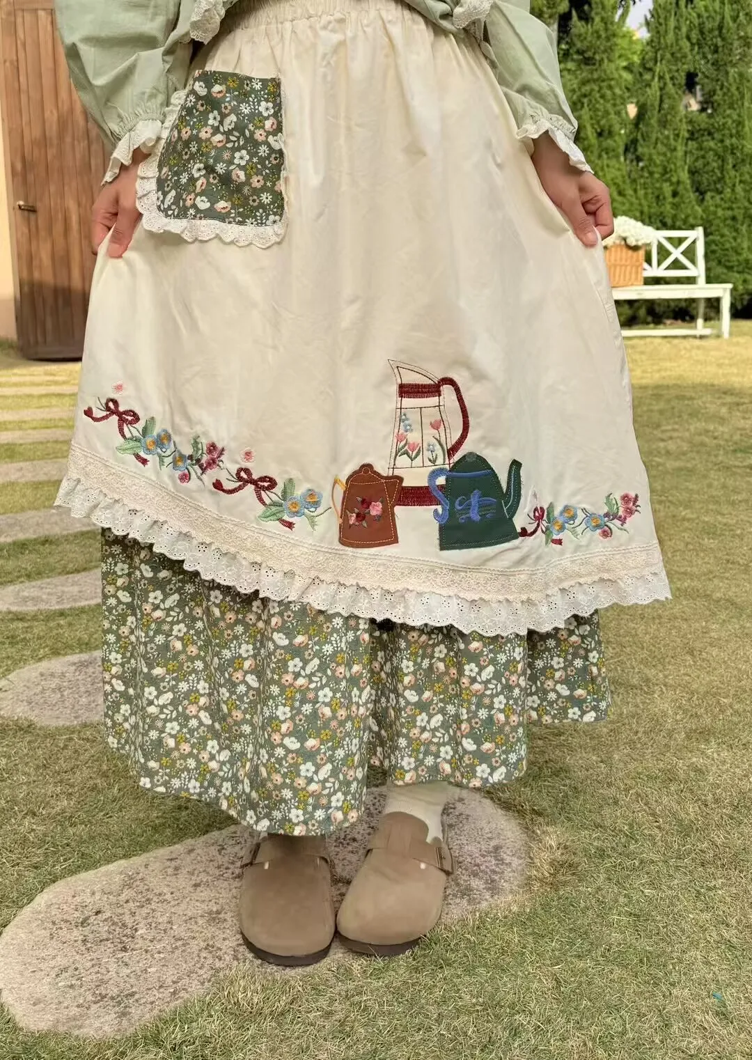 Japanese Mori Girl Spring Sweet Patchwork Lace Elastic Waist A- Line Skirt Vintage Embroidery Cotton Skirt Jupe Femme Faldas
Japanese Mori Girl Spring Sweet Patchwork Lace Elastic Waist A- Line Skirt Vintage Embroidery Cotton Skirt Jupe Femme Faldas