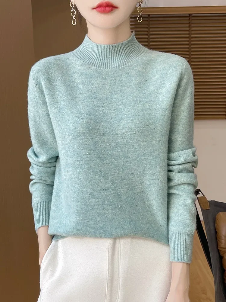 Pop 2025 Spring New 100% Pure Wool Zhala Women's Half High Collar Long Sleeve Knitted Base
Pop 2025 Spring New 100% Pure Wool Zhala Women's Half High Collar Long Sleeve Knitted Base
