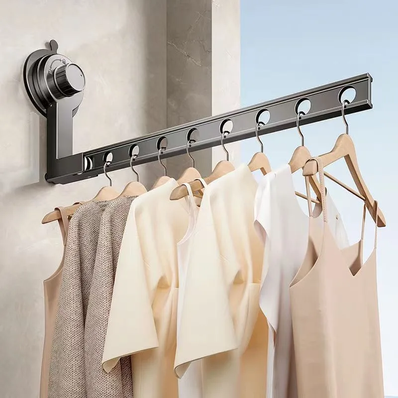 Foldaway Clothes Wall Mounted Drying Rack with Suction Cup,All Metal in Space Aluminum, Foldable, Retractable, Portable 
Foldaway Clothes Wall Mounted Drying Rack with Suction Cup,All Metal in Space Aluminum, Foldable, Retractable, Portable