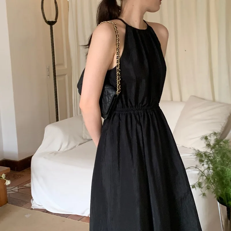 Women's elegant casual A-line satin Midi dress, sleetwear vintage party birthday dress, solid color robe
Women's elegant casual A-line satin Midi dress, sleetwear vintage party birthday dress, solid color robe