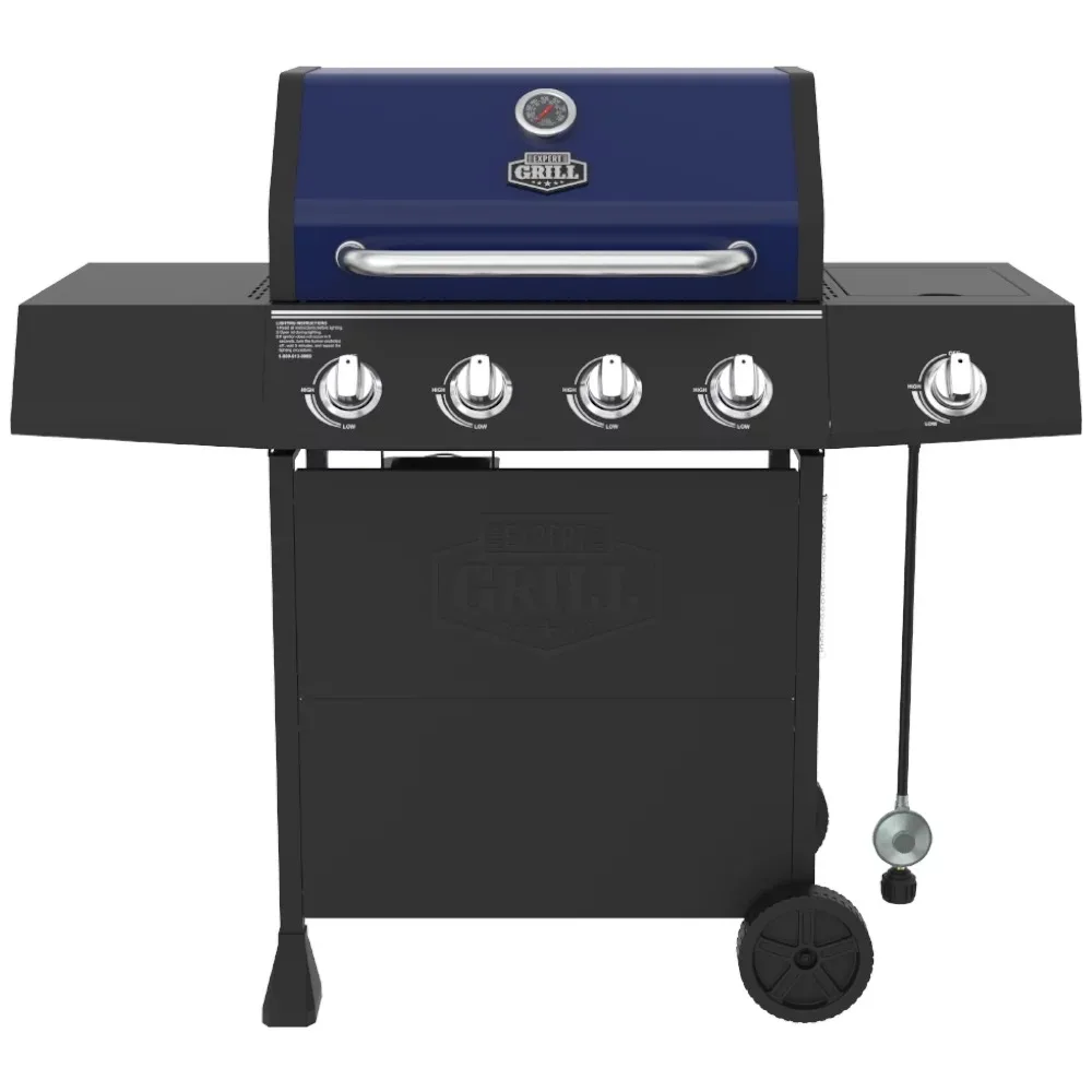 4 Burner with Side Burner Propane Gas Grill in Blue Features Durable Stainless-steel Burners for Even Heat
4 Burner with Side Burner Propane Gas Grill in Blue Features Durable Stainless-steel Burners for Even Heat