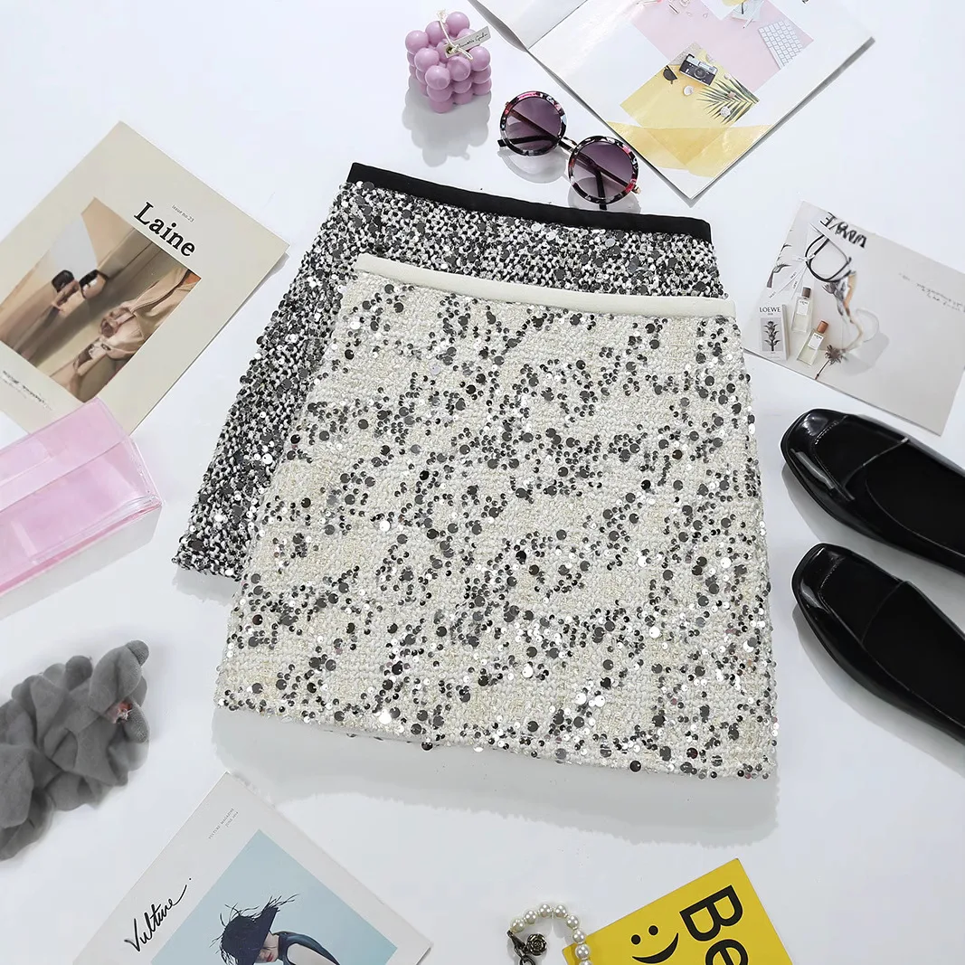 Юбка Spice Girl с высокой талией, женская твидовая короткая юбка на бедрах с блестками
Юбка Spice Girl с высокой талией, женская твидовая короткая юбка на бедрах с блестками