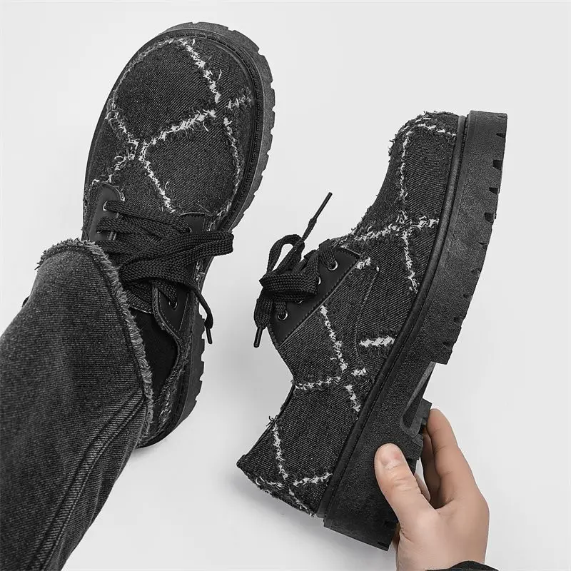 Punk Style Men's Derbies Autumn New Thick Sole Casual Fashion Lace Up Leather Denim Cloth Shoes
Punk Style Men's Derbies Autumn New Thick Sole Casual Fashion Lace Up Leather Denim Cloth Shoes