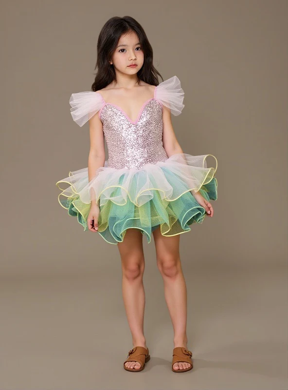 Новый детский танцевальный костюм с блестками, платье для выступления для девочек, пышная юбка, современное танцевальное платье для девочек, милый розовый цвет
Новый детский танцевальный костюм с блестками, платье для выступления для девочек, пышная юбка, современное танцевальное платье для девочек, милый розовый цвет