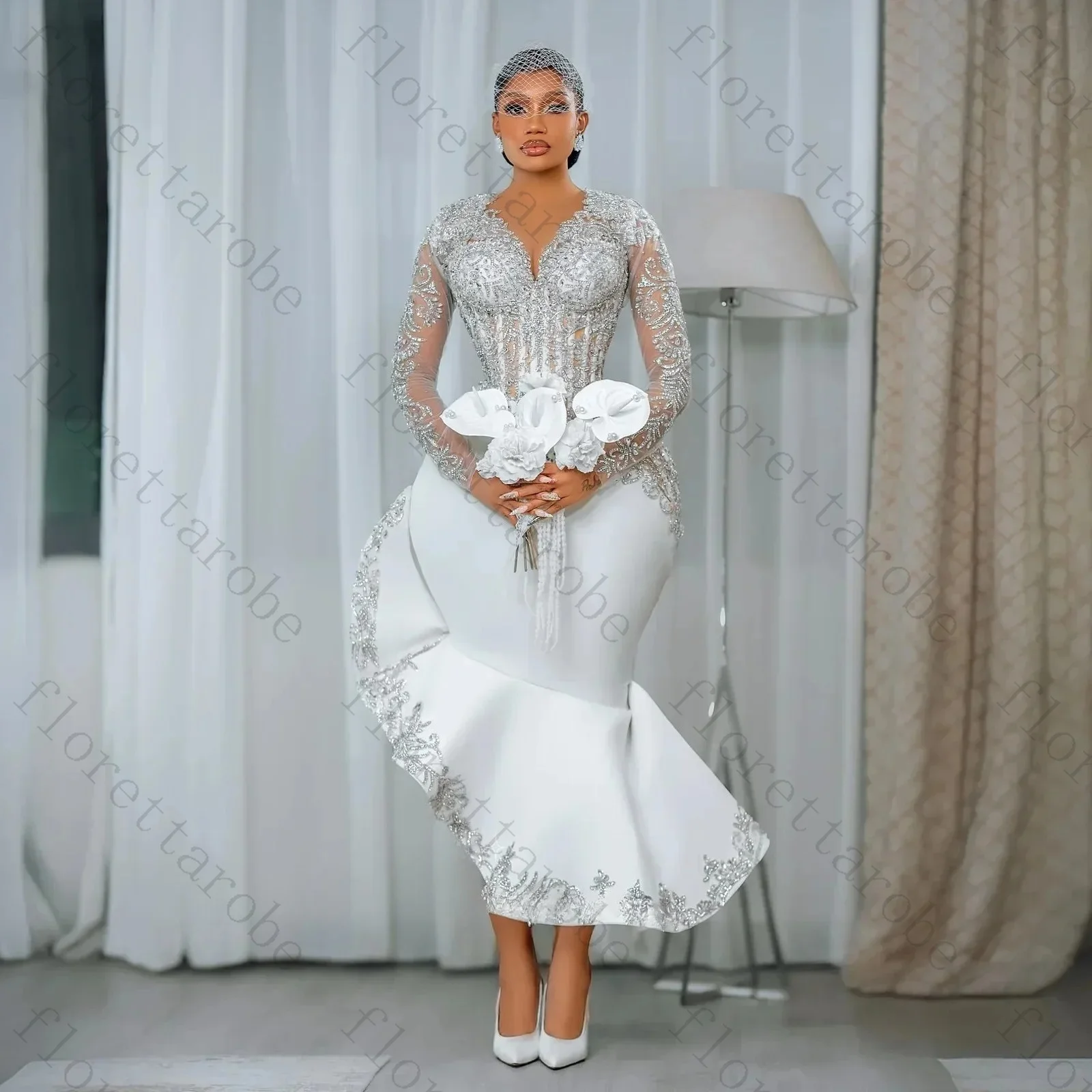 Customized Modern Elegant Mermaid Wedding Dresses Exquisite Asymmetry Bridal Gown Beads Sequins Applique Long Sleeve Bride Gowns
Customized Modern Elegant Mermaid Wedding Dresses Exquisite Asymmetry Bridal Gown Beads Sequins Applique Long Sleeve Bride Gowns