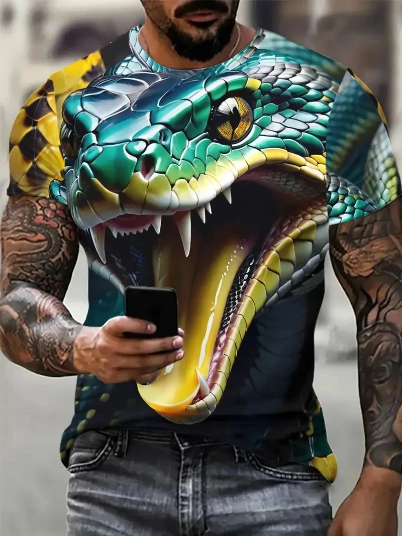Fashion summer men's T-shirt fun animal snake 3D printed T-shirt neutral street casual sports short sleeved T-shirt top Z0113
Fashion summer men's T-shirt fun animal snake 3D printed T-shirt neutral street casual sports short sleeved T-shirt top Z0113