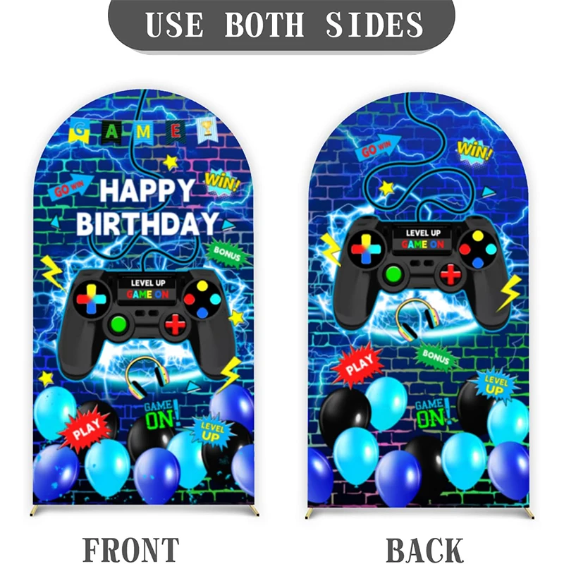 Game Themed Happy Birthday Arch Backdrop for Children Custom 2-sided Level Up Game on Party Banner Photo Background Supplies
Game Themed Happy Birthday Arch Backdrop for Children Custom 2-sided Level Up Game on Party Banner Photo Background Supplies