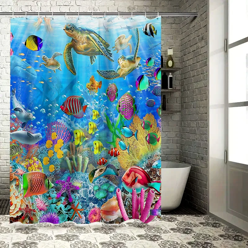 Vibrant Ocean Life Shower Curtain Featuring Colorful Fish Turtles and Coral Reefs Perfect for Bathroom Decor Waterproof Durable
Vibrant Ocean Life Shower Curtain Featuring Colorful Fish Turtles and Coral Reefs Perfect for Bathroom Decor Waterproof Durable