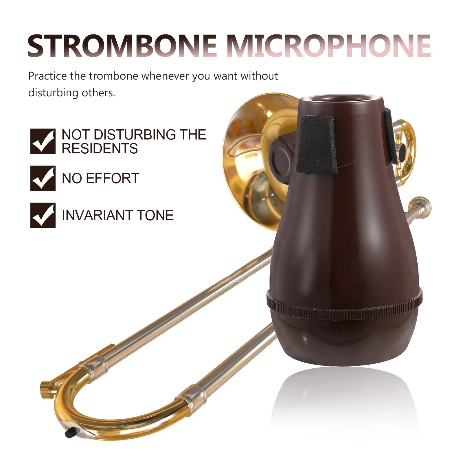 Trombone Mute Noise Remove Tool ABS Durable Instrument Accessory for Practice Sound Attenuation Easy Install
Trombone Mute Noise Remove Tool ABS Durable Instrument Accessory for Practice Sound Attenuation Easy Install