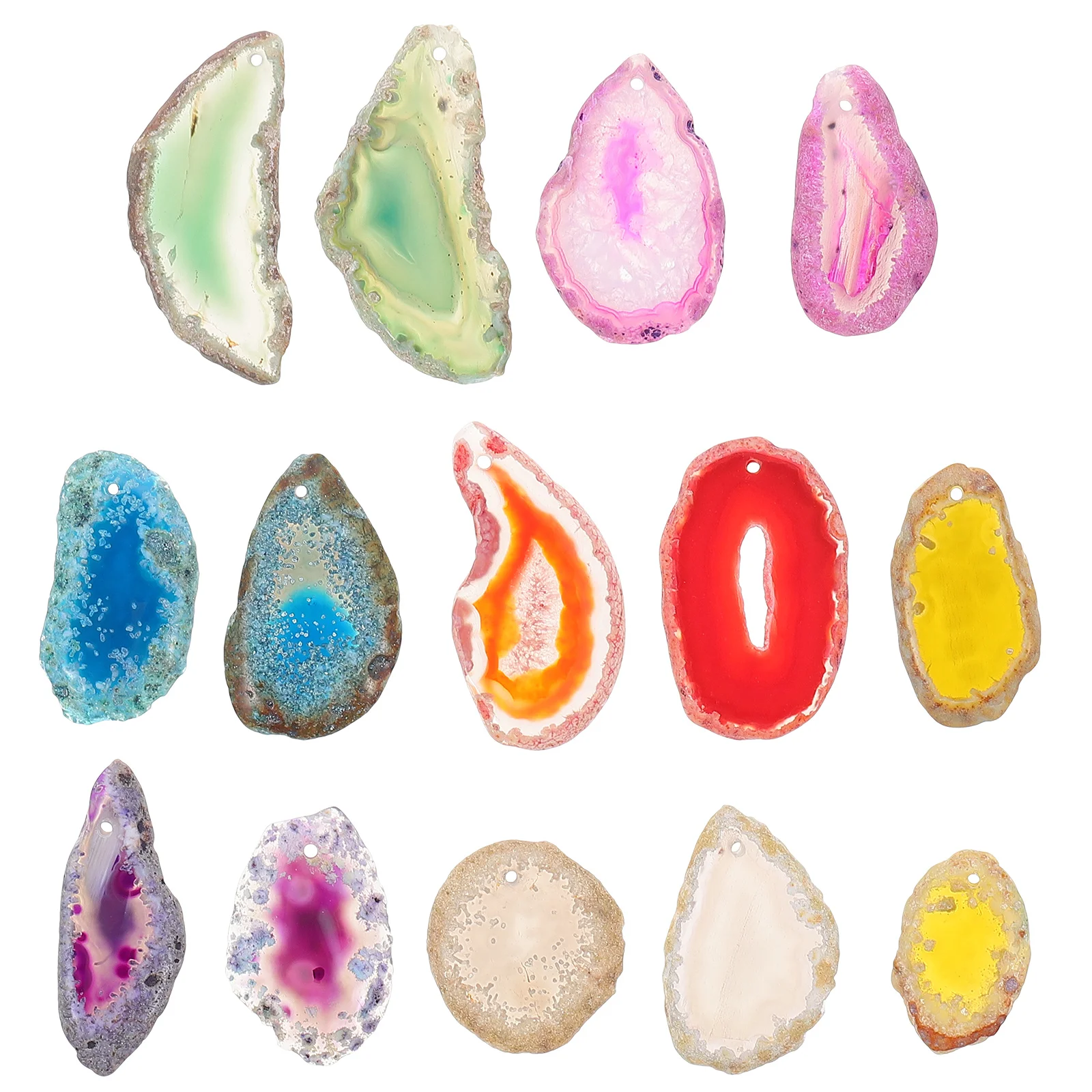 14 Pcs Colorful Agate Slices Pendant Crafts Natural Jewelry Material Yellow Purple Red Blue Green Gray Pink Beads DIY Jewelry
14 Pcs Colorful Agate Slices Pendant Crafts Natural Jewelry Material Yellow Purple Red Blue Green Gray Pink Beads DIY Jewelry