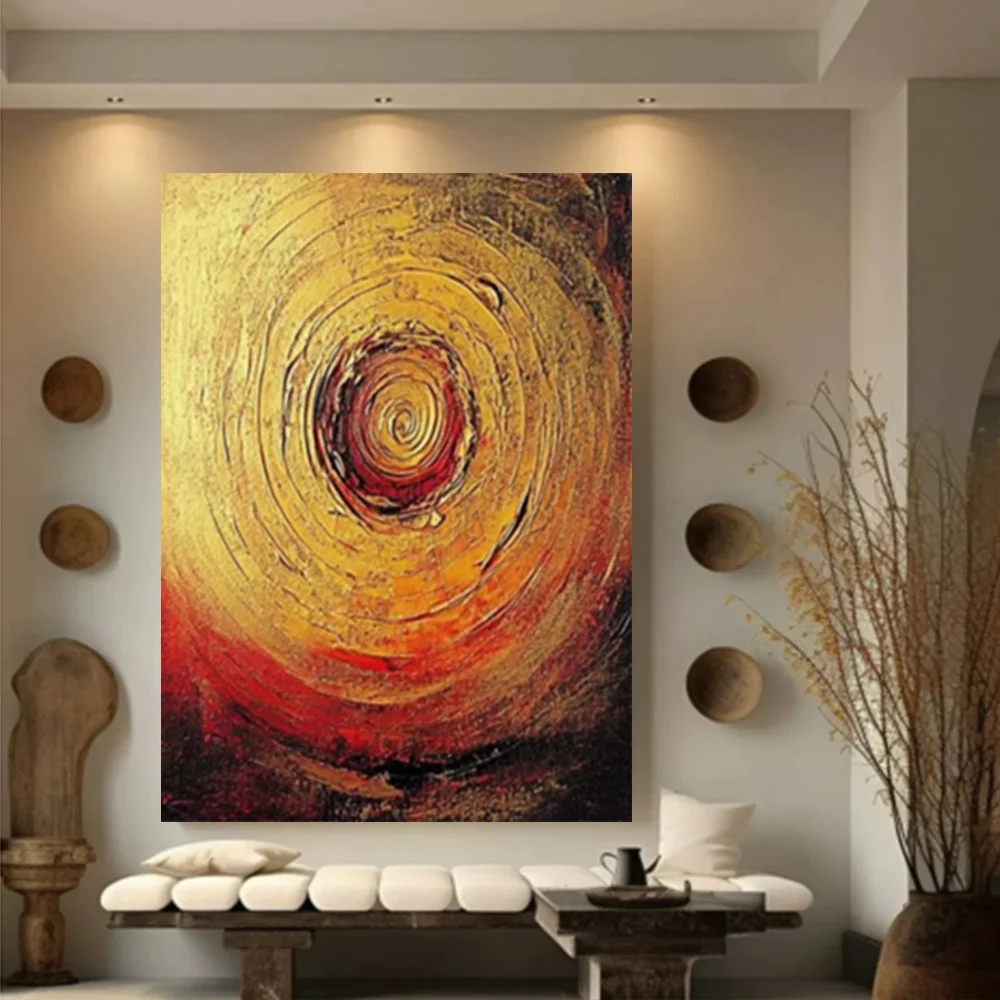 100% hand drawn golden circle abstract oil painting original wall painting home living room decoration paint interior aesthetics
100% hand drawn golden circle abstract oil painting original wall painting home living room decoration paint interior aesthetics