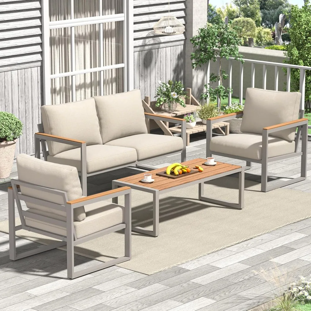 Patio Furniture Set, 4 Pieces Outdoor Patio Furniture with Coffee Table Set, Metal Patio Conversation Sets with Washable
Patio Furniture Set, 4 Pieces Outdoor Patio Furniture with Coffee Table Set, Metal Patio Conversation Sets with Washable