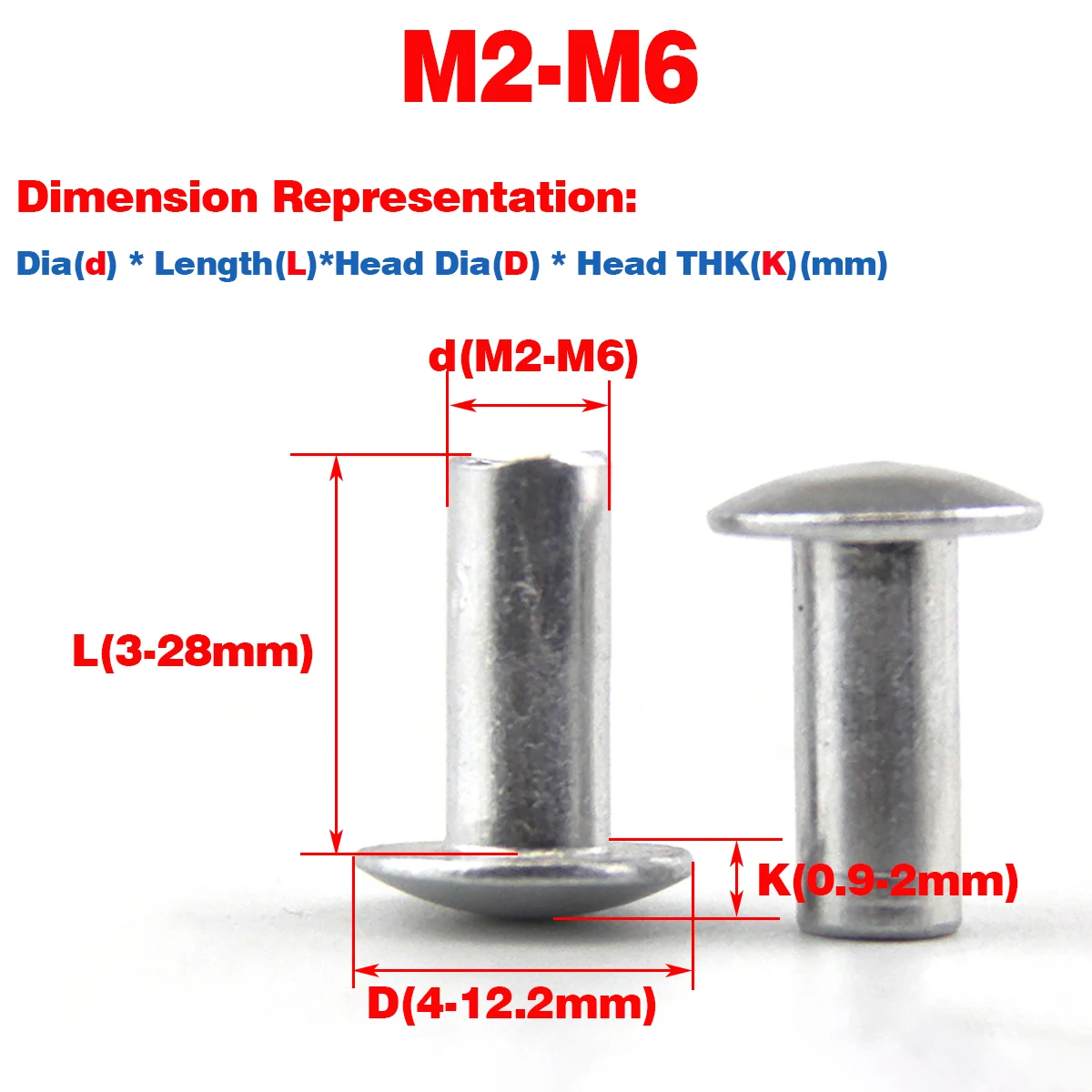 Aluminum Large Flat Head Semi Hollow Rivet / Flat Round Head Semi Hollow / Round Head Aluminum Semi Hollow Rivet M2M2.5M3M4M5M6
Aluminum Large Flat Head Semi Hollow Rivet / Flat Round Head Semi Hollow / Round Head Aluminum Semi Hollow Rivet M2M2.5M3M4M5M6
