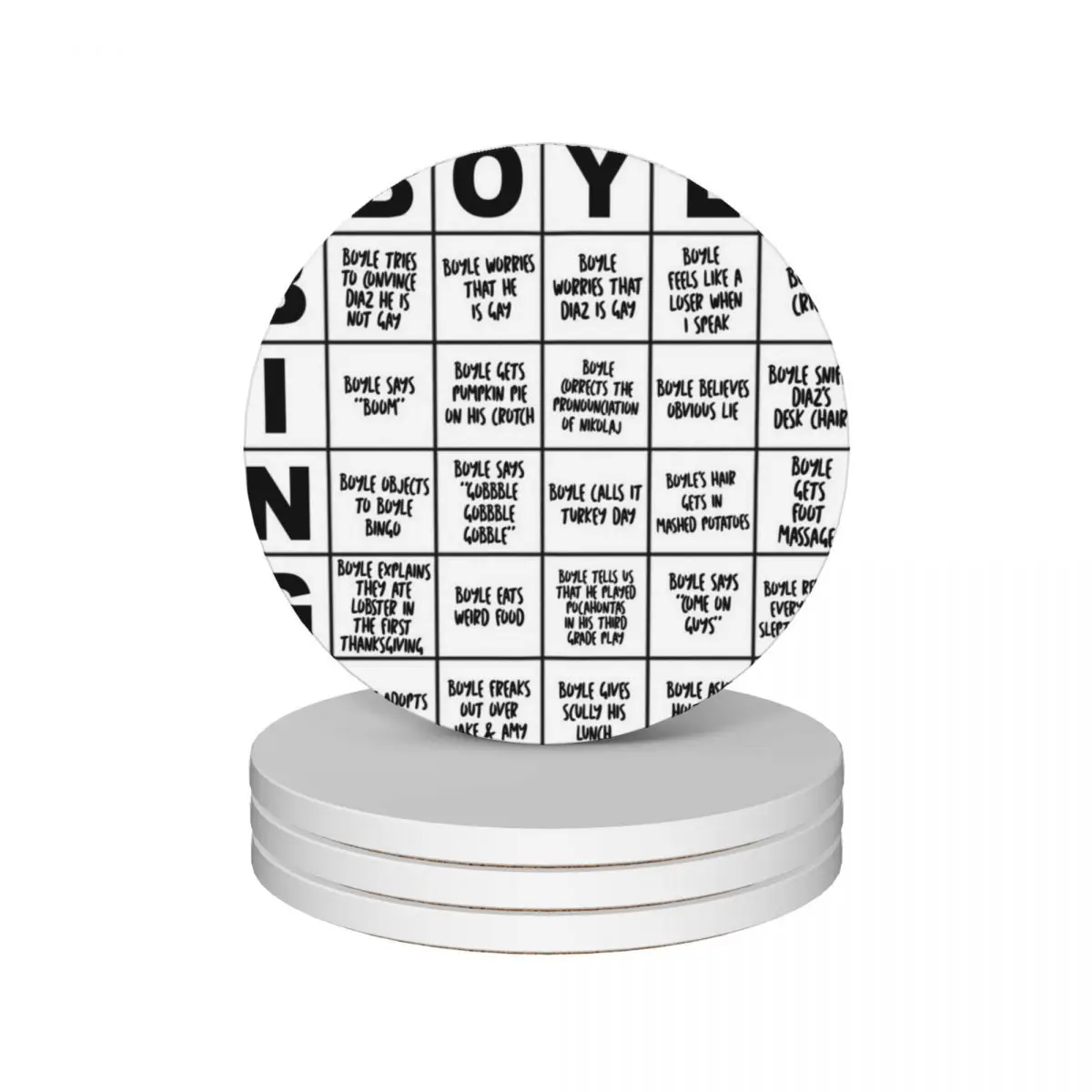 Boyle Bingo - B99 Ceramic Coasters (Set of 4) Cup mat cute kitchen supplies cute set for drinks aesthetic Coasters
Boyle Bingo - B99 Ceramic Coasters (Set of 4) Cup mat cute kitchen supplies cute set for drinks aesthetic Coasters