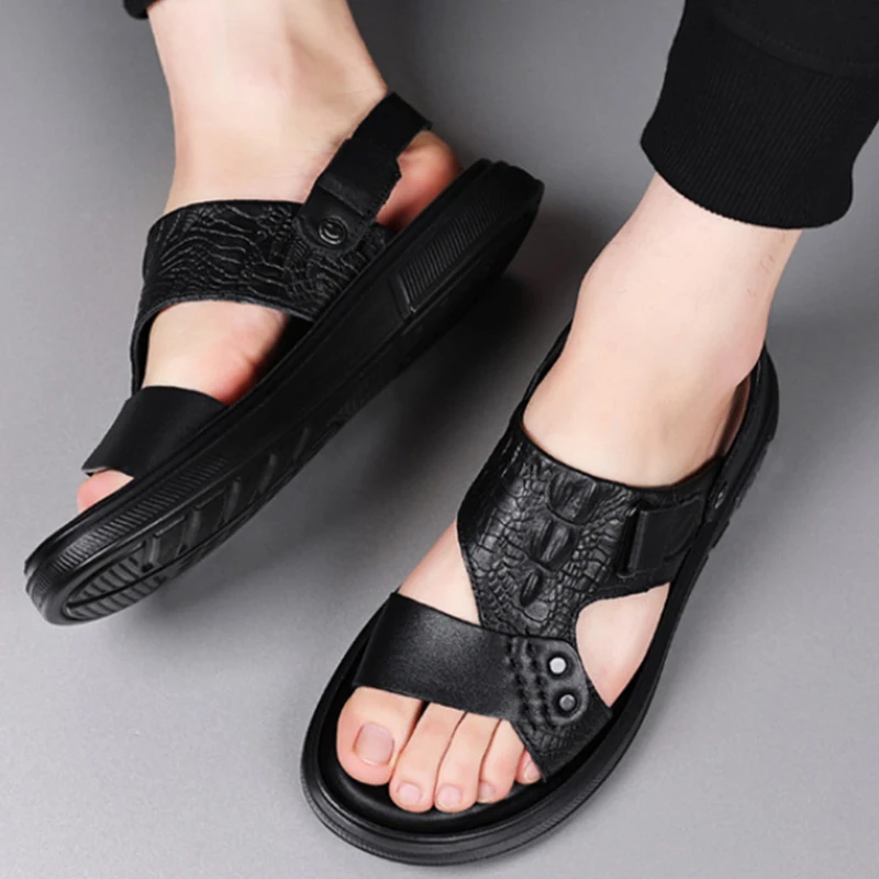 Mens Brown Genuine Leather Two Way Wear Sandals Open Toe Adjustable Strap Breathable Non Slip For Summer Beach Comfortable
Mens Brown Genuine Leather Two Way Wear Sandals Open Toe Adjustable Strap Breathable Non Slip For Summer Beach Comfortable