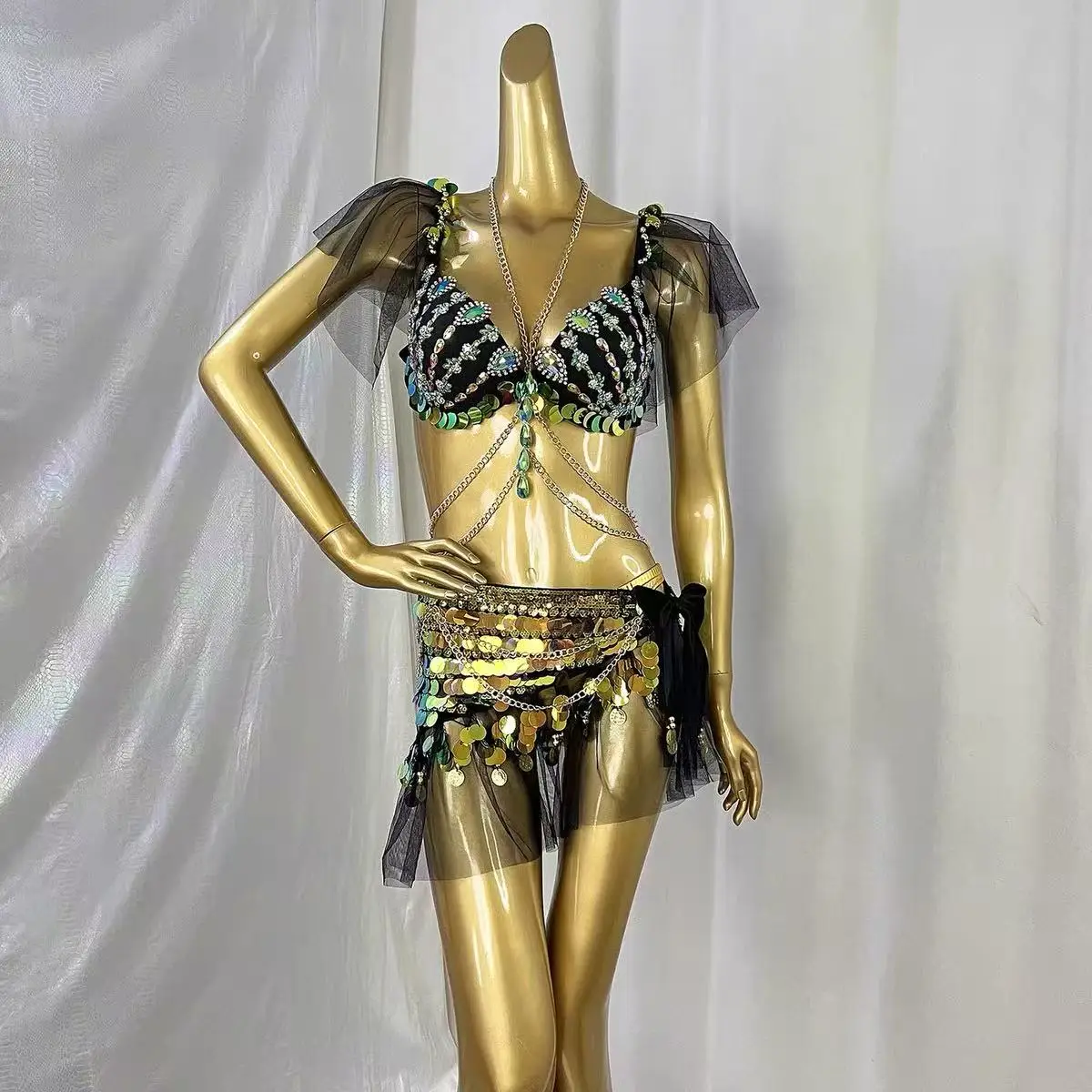 Women's Black Transparent Sleeve Bra Top with Hip Scarf Sexy Nightclub DJ Pole Dance Rave Outfit Gogo Dancer Sexy Party Set 2025
Women's Black Transparent Sleeve Bra Top with Hip Scarf Sexy Nightclub DJ Pole Dance Rave Outfit Gogo Dancer Sexy Party Set 2025