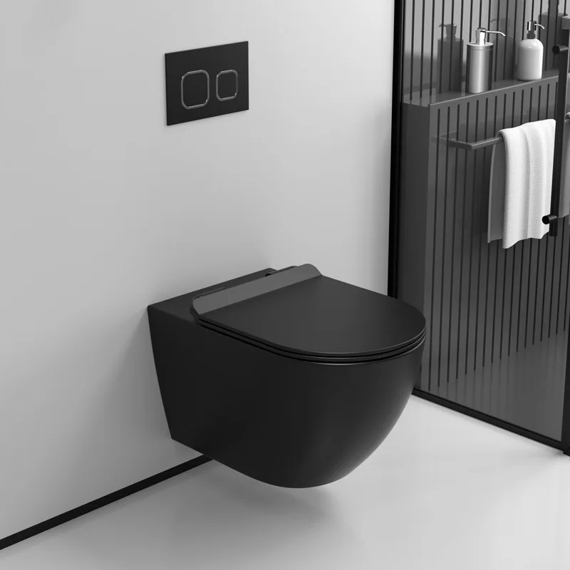 Black wall mounted toilet, matte black wall mounted intelligent toilet cover, wall mounted water tank, concealed wall toilet
Black wall mounted toilet, matte black wall mounted intelligent toilet cover, wall mounted water tank, concealed wall toilet