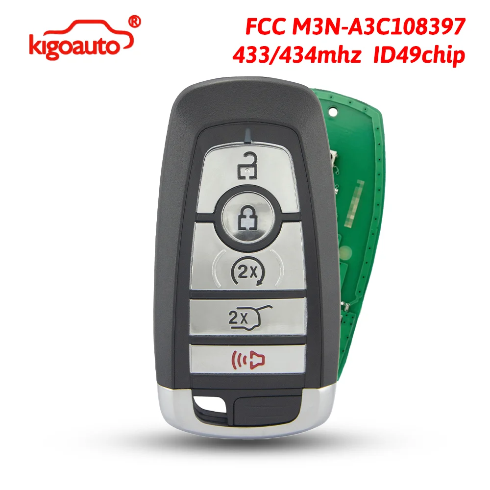 kigoauto FCC M3N-A3C108397 Smart key 5 button 433/434MHZ ID49 chip for 2023-2024 Ford Expedition PN: 164-R8355
kigoauto FCC M3N-A3C108397 Smart key 5 button 433/434MHZ ID49 chip for 2023-2024 Ford Expedition PN: 164-R8355