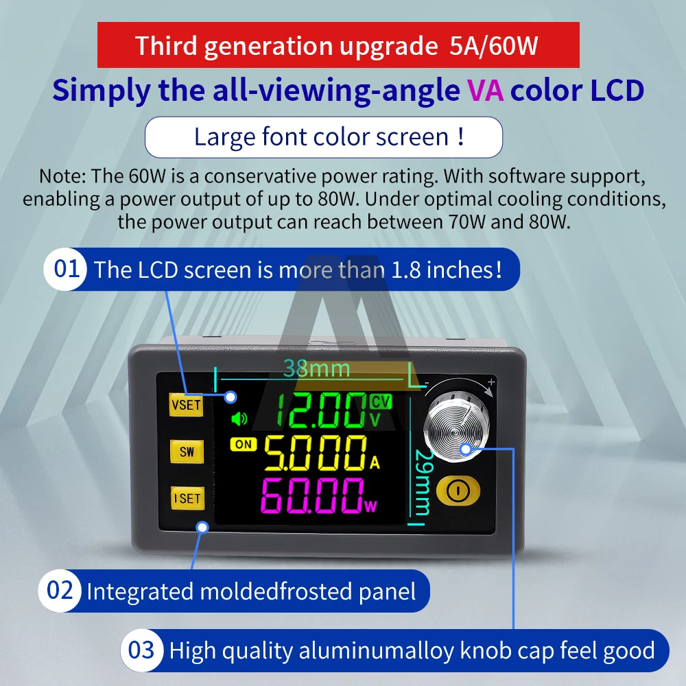 Adjustable Buck-Boost Power Regulator DC6~36V to DC0.6~36V/0-5A 60W Constant Voltage Constant Current Solar Charging Module
Adjustable Buck-Boost Power Regulator DC6~36V to DC0.6~36V/0-5A 60W Constant Voltage Constant Current Solar Charging Module