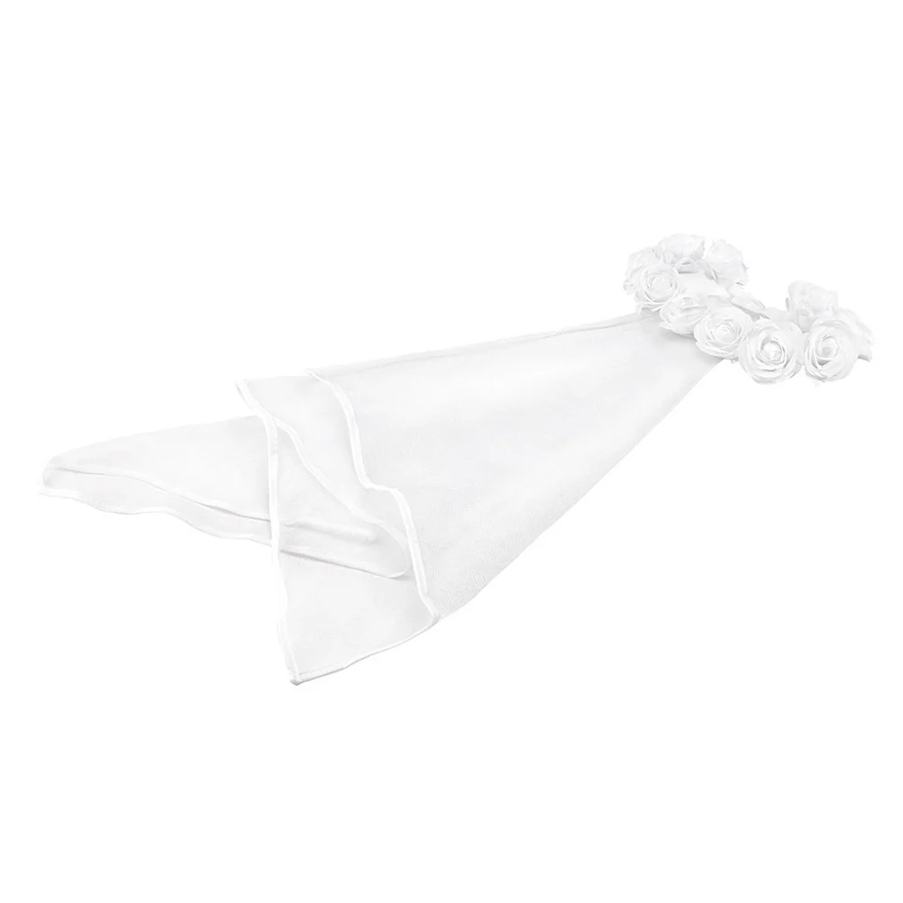 White Rose Bride Veil Elegant Lightweight Fabric Yarn Durable Comb Wedding Hair Accessory Short Beautiful Veil Woman Bridal 
White Rose Bride Veil Elegant Lightweight Fabric Yarn Durable Comb Wedding Hair Accessory Short Beautiful Veil Woman Bridal