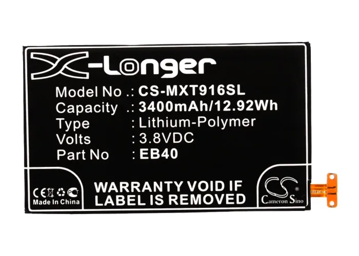 3400mAh Battery EB40, SNN5910, SNN5910A, SNN5910B for Motorola Droid Razr Maxx, XT912M, XT916
3400mAh Battery EB40, SNN5910, SNN5910A, SNN5910B for Motorola Droid Razr Maxx, XT912M, XT916