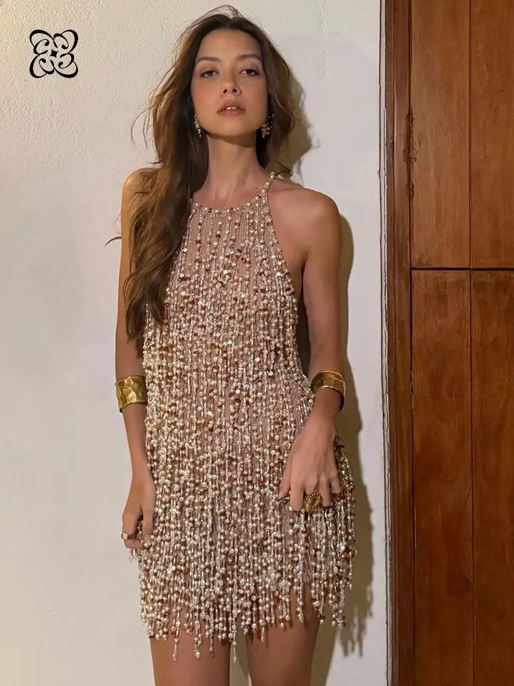 2026 Nude Halter Neck Beaded Fringe Mini Dress Backless Bodycon Party Outfit Birthday Bandage Bodycon платье женское
2026 Nude Halter Neck Beaded Fringe Mini Dress Backless Bodycon Party Outfit Birthday Bandage Bodycon платье женское