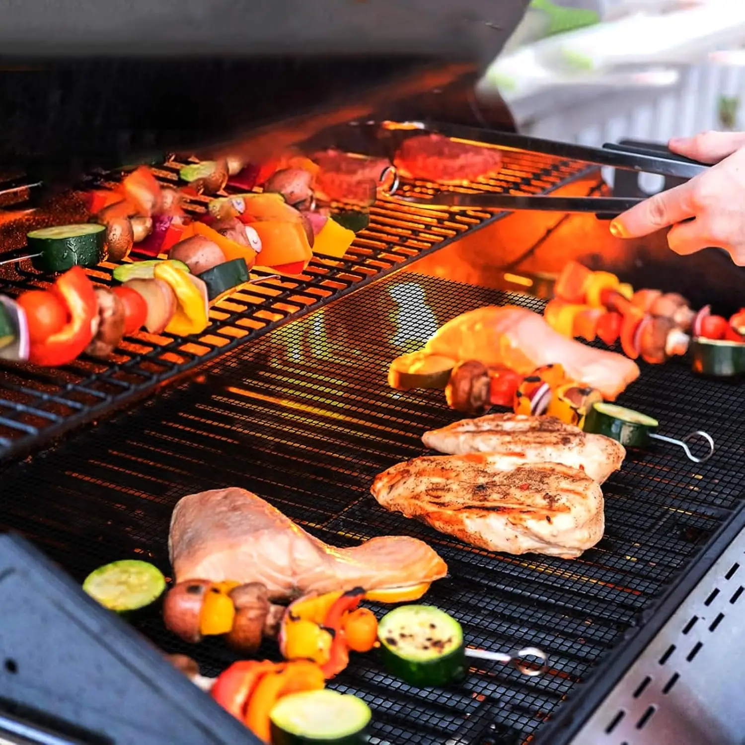 5-Pack Grill Mats, 16"x12", Reusable Non-Stick, for Gas/Charcoal/Electric Grills, Grilling Meat, Fish, Veggies.
5-Pack Grill Mats, 16"x12", Reusable Non-Stick, for Gas/Charcoal/Electric Grills, Grilling Meat, Fish, Veggies.