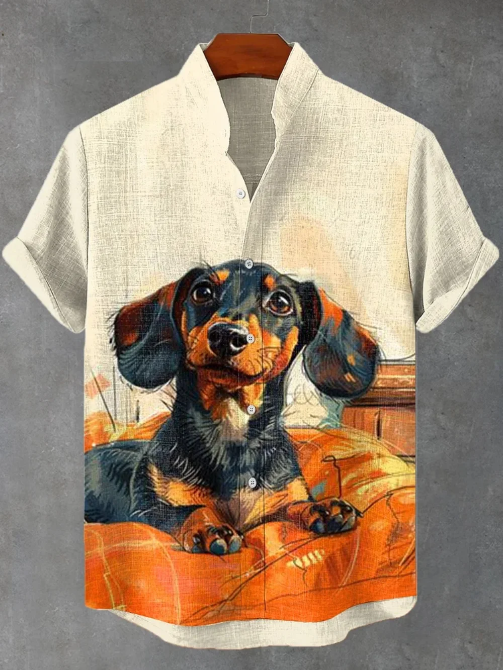 Men's plus Size Short Sleeve Linen Shirt Small Dog Oil Painting Pattern Stand up Collar Fashionable Trendy High-Quality Shirt
Men's plus Size Short Sleeve Linen Shirt Small Dog Oil Painting Pattern Stand up Collar Fashionable Trendy High-Quality Shirt