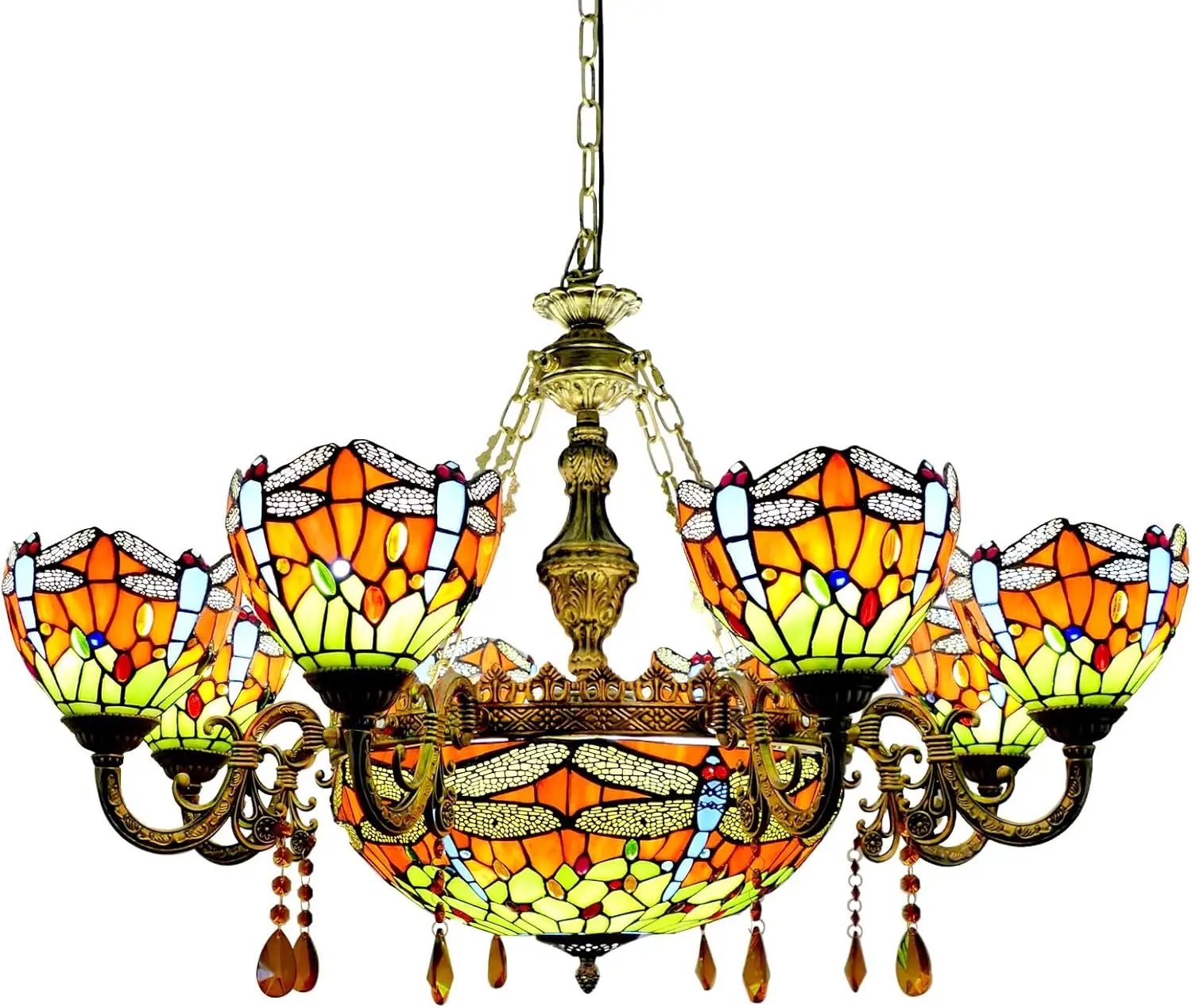 #@Stained Glass Chandelier Pendant Light Chain Adjustable Victorian Hang Lighting Fixtures for Living Dining Room Hotel
#@Stained Glass Chandelier Pendant Light Chain Adjustable Victorian Hang Lighting Fixtures for Living Dining Room Hotel