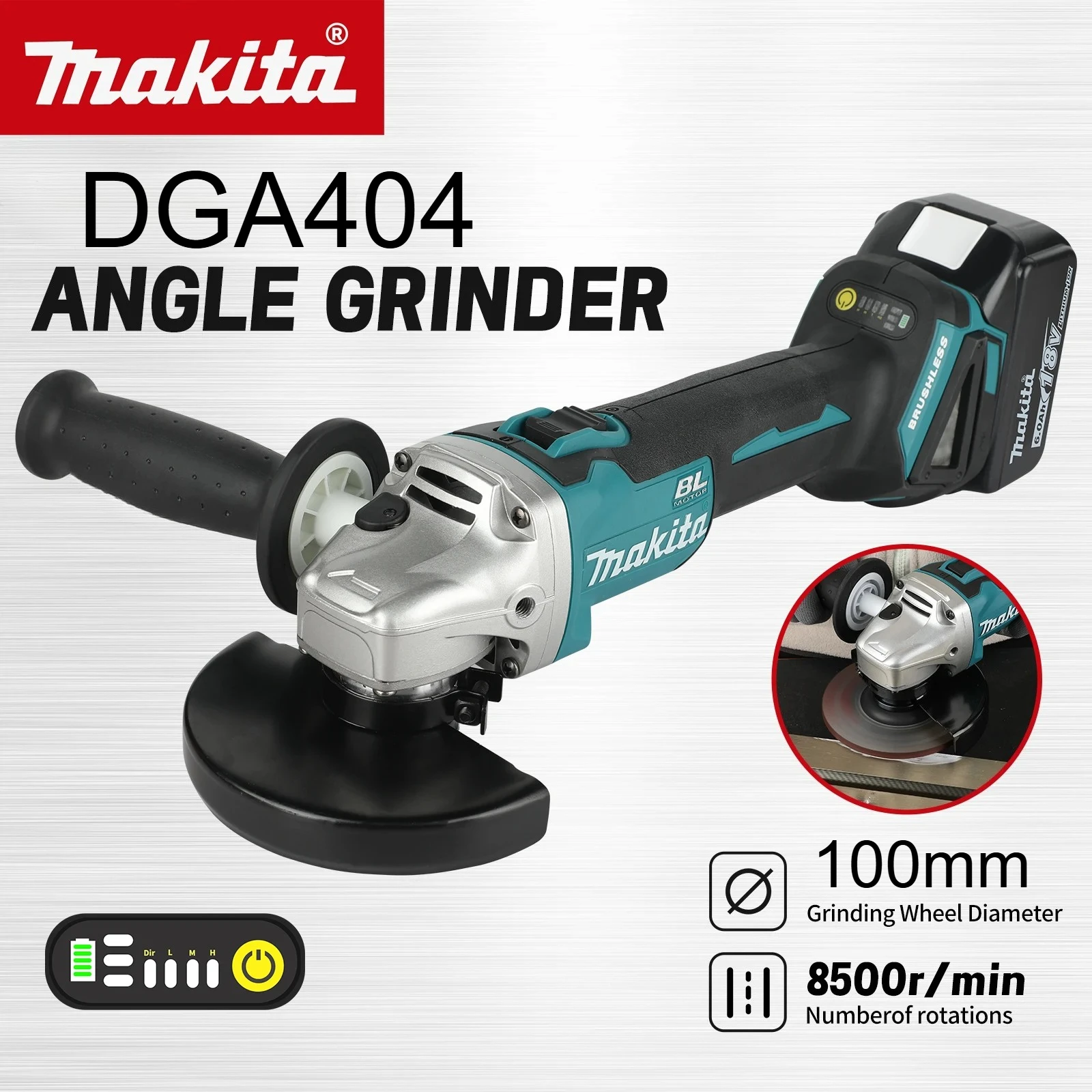 Бесщеточная аккумуляторная угловая шлифмашина Makita DGA404 18В, 100 мм, для металла и дерева, шлифовка, полировка, резка
Бесщеточная аккумуляторная угловая шлифмашина Makita DGA404 18В, 100 мм, для металла и дерева, шлифовка, полировка, резка