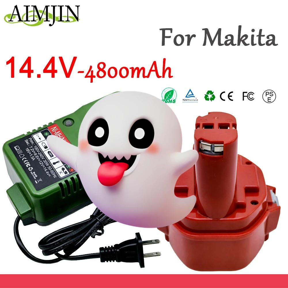 For Makita 14.4V 4.8Ah NiMH battery PA14 1420 1422 1433 1434 1435 1435F 192600-1 193985-8 192699 193157-5 193158-3 with charger
For Makita 14.4V 4.8Ah NiMH battery PA14 1420 1422 1433 1434 1435 1435F 192600-1 193985-8 192699 193157-5 193158-3 with charger