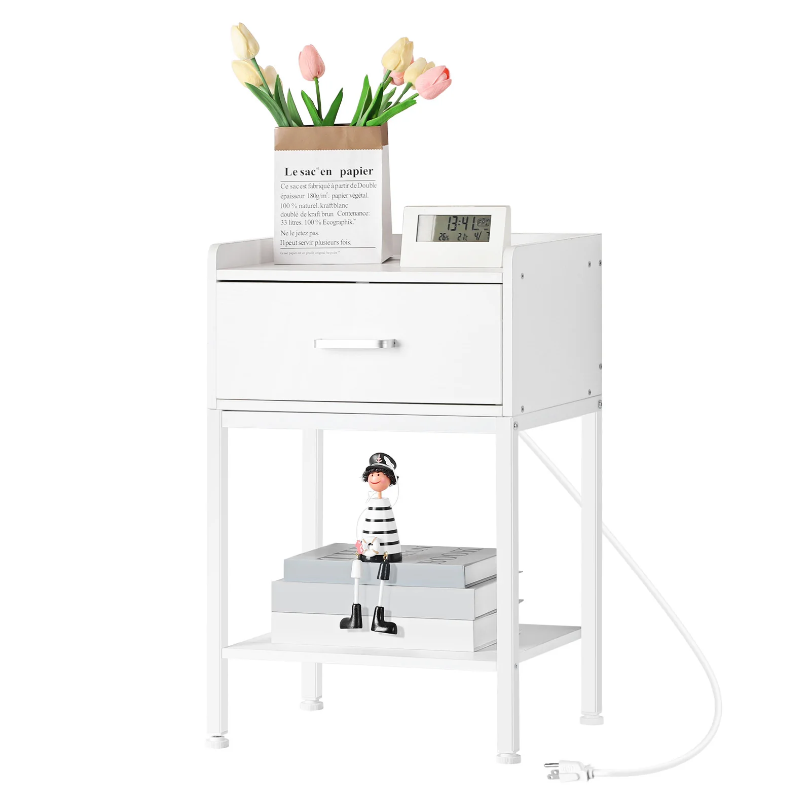 1 Pcs/2Pcs Nightstand with Charging Station, 2-Tier Small Side Table with Drawer and Storage Shelf, Bedside Table for Bedroom and Living Room, Easy Assembly, White/Black
1 Pcs/2Pcs Nightstand with Charging Station, 2-Tier Small Side Table with Drawer and Storage Shelf, Bedside Table for Bedroom and Living Room, Easy Assembly, White/Black