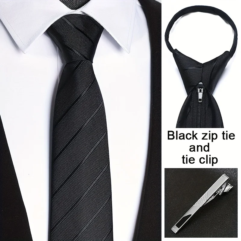 2pcs Zipper Ties and Tie Clips, Business Style Tie Set 8cm/3.15 Inches Black Fashion Striped Multi-color Ties Suitable for Business Events, Weddings, Interviews, Work, Etc., Ideal as Gifts
2pcs Zipper Ties and Tie Clips, Business Style Tie Set 8cm/3.15 Inches Black Fashion Striped Multi-color Ties Suitable for Business Events, Weddings, Interviews, Work, Etc., Ideal as Gifts