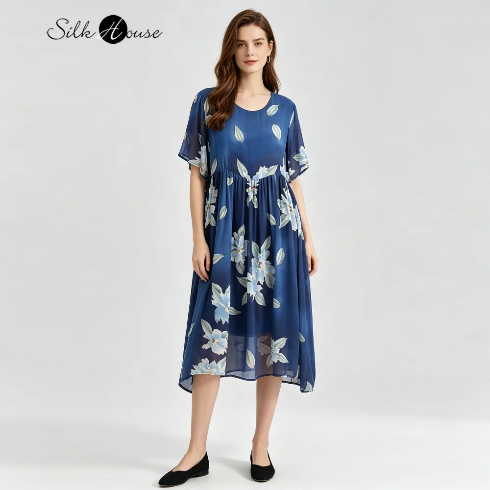 Plus Size 2026 Women's Casual Summer New Versatile 100% Natural Mulberry Silk Double-layer Georgette Comfortable Printed Dress
Plus Size 2026 Women's Casual Summer New Versatile 100% Natural Mulberry Silk Double-layer Georgette Comfortable Printed Dress