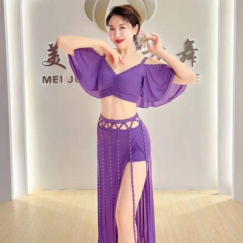 Belly Dance Practice Performance Dress Oriental Dance Off Shoulder Top High Waist Hollow Tassel Bright Diamond Split Dress
Belly Dance Practice Performance Dress Oriental Dance Off Shoulder Top High Waist Hollow Tassel Bright Diamond Split Dress