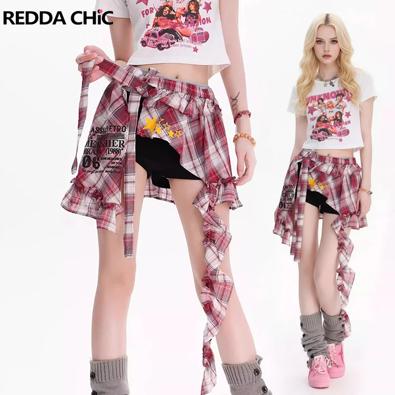 Женская многослойная юбка-накидка в клетку REDDACHiC Y2K с рюшами, бахромой и звездным принтом, на эластичной талии, винтажная, летняя, уличная одежда
Женская многослойная юбка-накидка в клетку REDDACHiC Y2K с рюшами, бахромой и звездным принтом, на эластичной талии, винтажная, летняя, уличная одежда