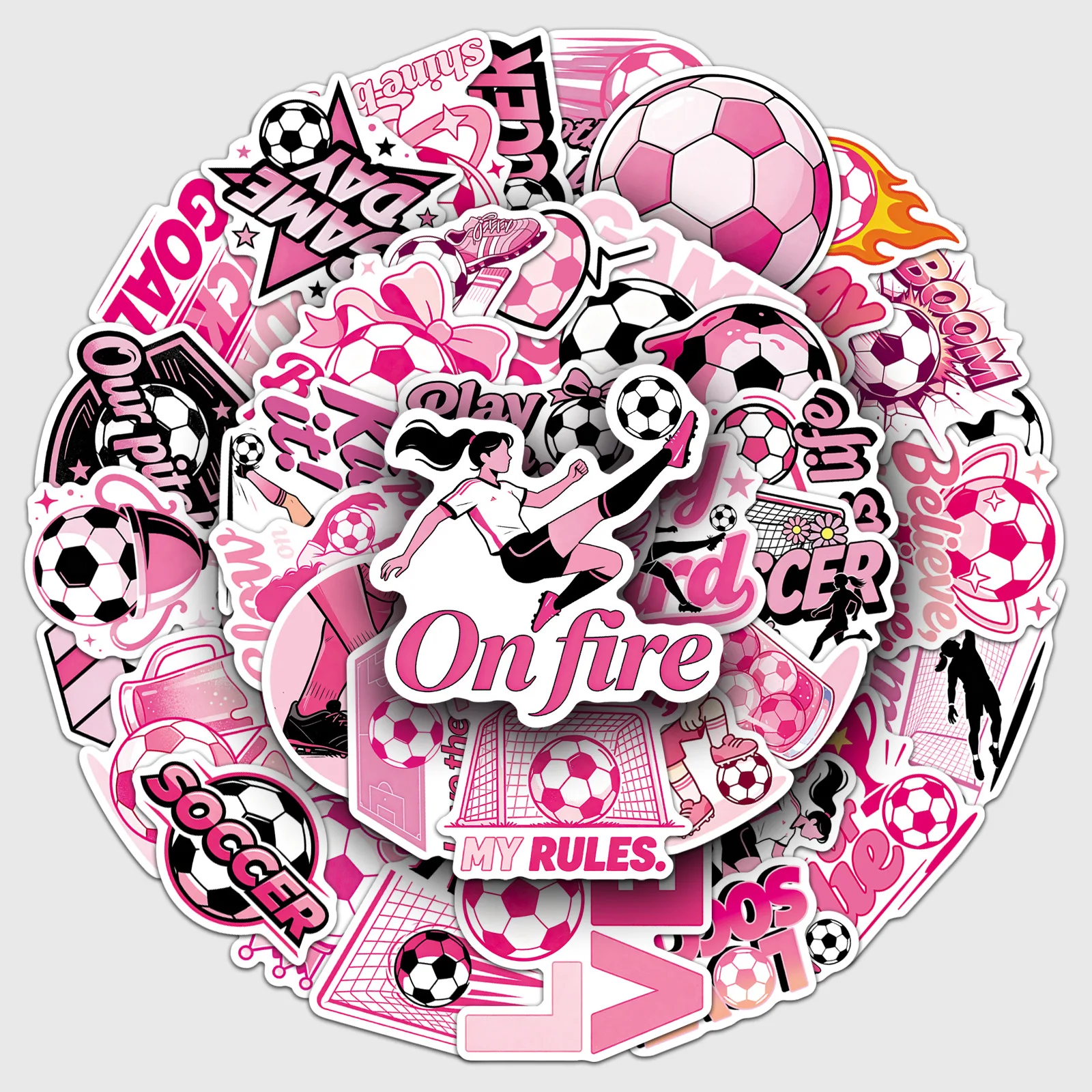 53 original pink football stickers, soccer sports waterproof decoration, water cup luggage stickers
53 original pink football stickers, soccer sports waterproof decoration, water cup luggage stickers