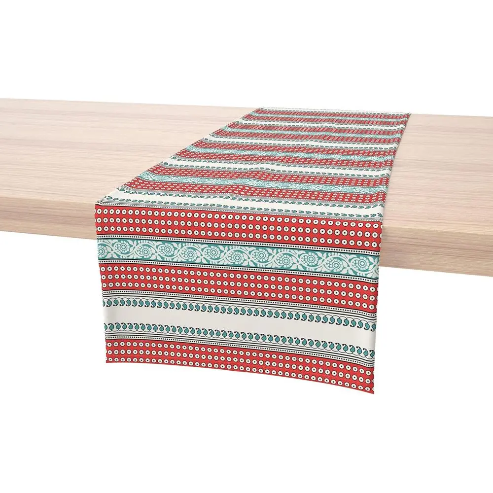 Cotton Table Runner, 16x90 Inches, Geometric Paisley and Dots Pattern
Cotton Table Runner, 16x90 Inches, Geometric Paisley and Dots Pattern