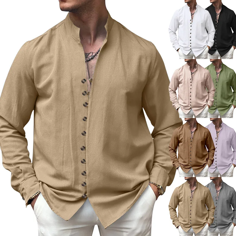 Cross-border Amazon's Men's Ethnic Style Casual Loose Button-up Stand-up Collar Long-sleeved Shirt Camisas Masculinas Estilosas
Cross-border Amazon's Men's Ethnic Style Casual Loose Button-up Stand-up Collar Long-sleeved Shirt Camisas Masculinas Estilosas