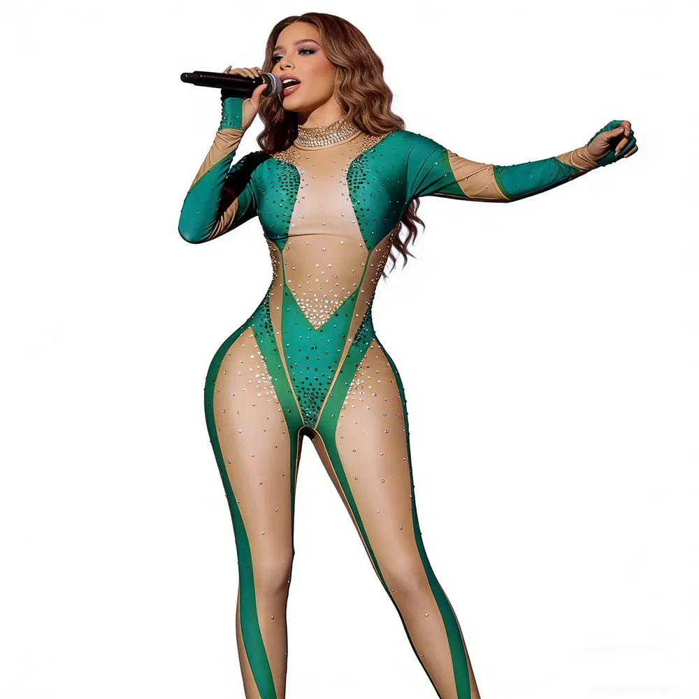 Sparkly Sexy Green Crystal Jumpsuit Stage Tight Long Sleeve Leotard for Singer Dancer Party Show Performance Dance Costume
Sparkly Sexy Green Crystal Jumpsuit Stage Tight Long Sleeve Leotard for Singer Dancer Party Show Performance Dance Costume
