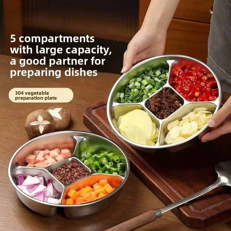 Multifunctional 304 Stainless Steel Prep Plate Kitchen Storage Onion Garlic Ginger Small Seasoning Plate Five Section Dividers
Multifunctional 304 Stainless Steel Prep Plate Kitchen Storage Onion Garlic Ginger Small Seasoning Plate Five Section Dividers