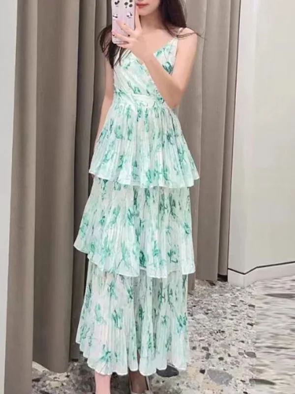 Sexy Fre Floral Layered High Waist Strap Long Dr M Home Vaion Sle DBNY Summer A-Line Skirt Gown without Sves
Sexy Fre Floral Layered High Waist Strap Long Dr M Home Vaion Sle DBNY Summer A-Line Skirt Gown without Sves