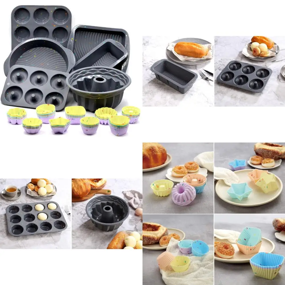 51pcs silicone bakeware set - silicone cake & baking pans set, including pan, mold, toast, muffin, donut & cupcake molds, baking
51pcs silicone bakeware set - silicone cake & baking pans set, including pan, mold, toast, muffin, donut & cupcake molds, baking