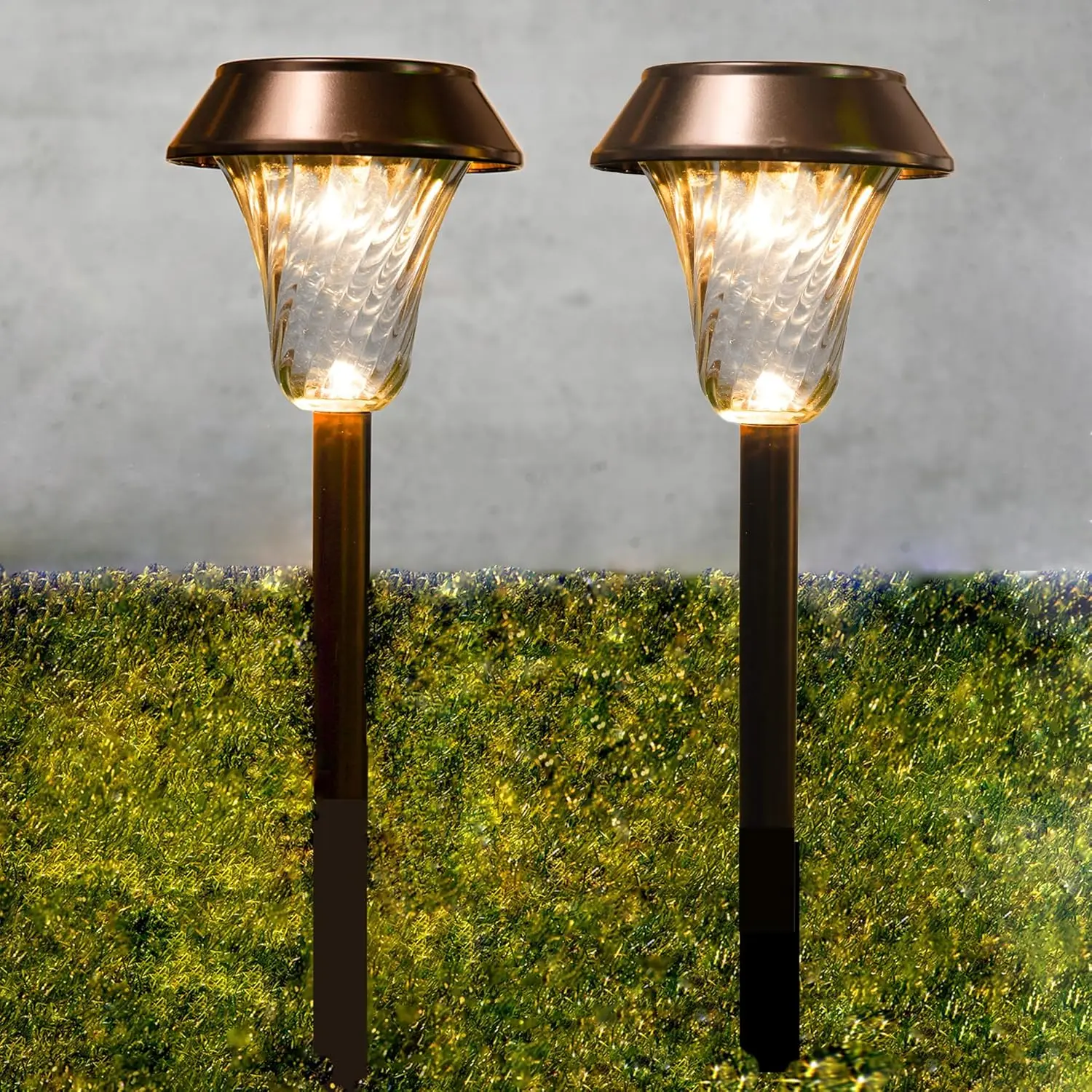 2 Pack 6' Bronze Solar Path Lights with Solar Panel, Glass Lens, Metal Stake, Extra-Bright LED for Garden, Lawn, Patio
2 Pack 6' Bronze Solar Path Lights with Solar Panel, Glass Lens, Metal Stake, Extra-Bright LED for Garden, Lawn, Patio