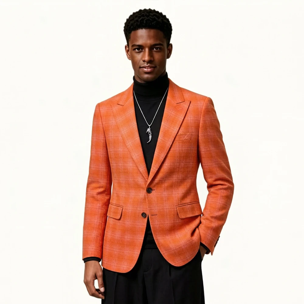 Mophiel Orange Plaid Men's Suits for Men with Notched Lapel One Button Separates Single Jacket Business Office Blazer Customized
Mophiel Orange Plaid Men's Suits for Men with Notched Lapel One Button Separates Single Jacket Business Office Blazer Customized