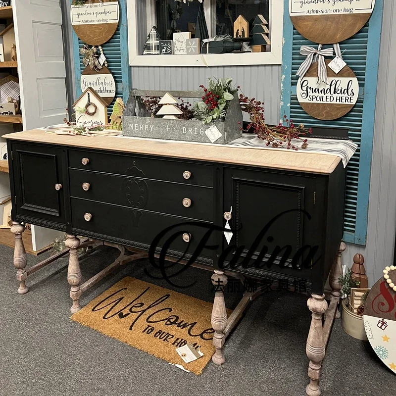 W French Retro Style Carved Porch Cabinet Facing The Door, Living Room Against The Wall, Black Dining Side Cabinet
W French Retro Style Carved Porch Cabinet Facing The Door, Living Room Against The Wall, Black Dining Side Cabinet