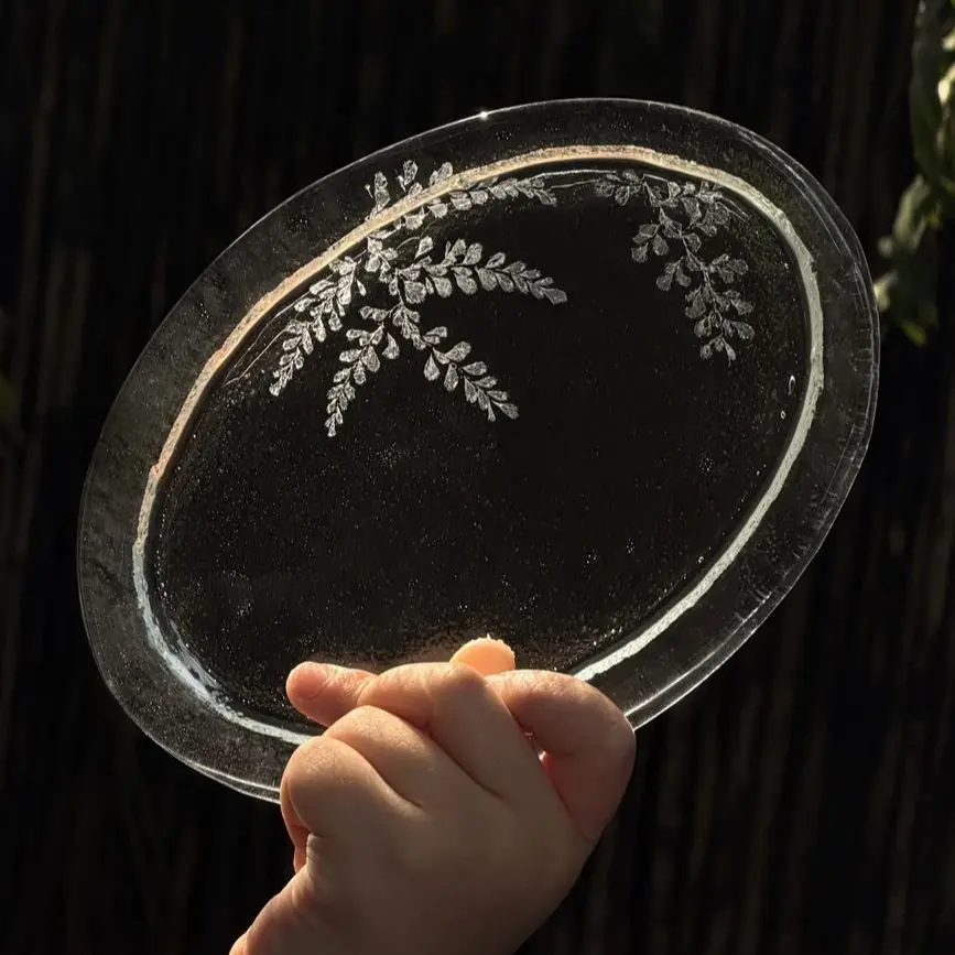 Handmade Bubbles Glass Plate Leaves Natural Texture Plant Specimen Glass Tray Dessert Fruits Snack Dish Plate Tray
Handmade Bubbles Glass Plate Leaves Natural Texture Plant Specimen Glass Tray Dessert Fruits Snack Dish Plate Tray